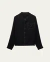 Prada Linen Shirt In Nero