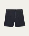 Prada Mens Black Triangle-logo Tailored Linen Bermuda Shorts In Nero