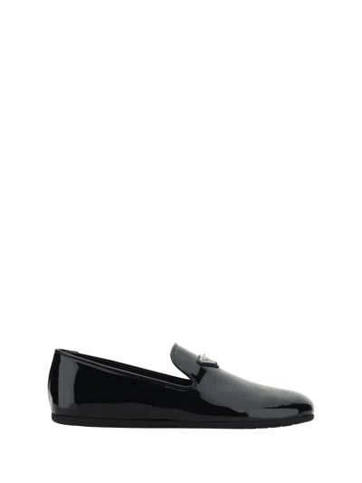 Prada Leather Loafers In Nero