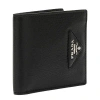 Prada Men's Logo Deatailed Grainy Leather Billfold Wallet In Nero