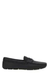 Prada Black Leather Shoes With Rounded Toe In Black