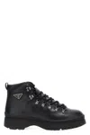 Prada Logo Leather Ankle Boots Boots And Ankle Boots Black In Black