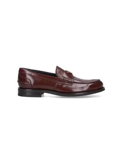 Prada Men Logo Loafers In Brown