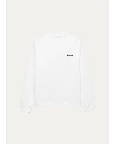 PRADA MEN'S LOGO LONG-SLEEVED COTTON T-SHIRT