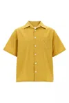 Prada Men's Mustard Poplin Shirt In Yellow