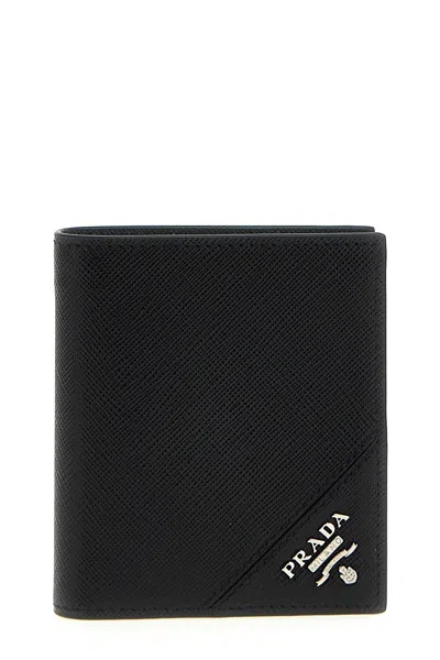 Prada Men Logo Wallet In Black