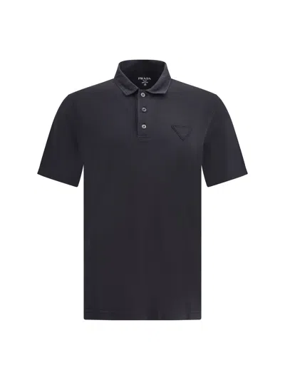 Prada Men Logoed Polo Shirt In Gray