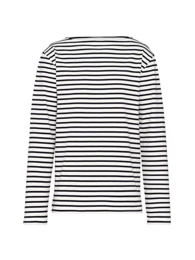 Prada Striped Long-sleeve T-shirt In White