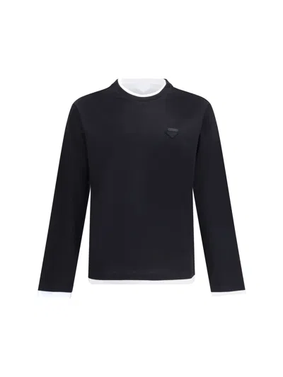 Prada Men Long-sleeved T-shirt In Black
