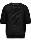 Prada Open-knit Short-sleeved Jumper In Black