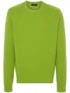 Prada Ribbed Knit Crewneck Sweater In Green