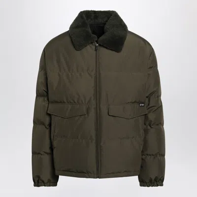 Prada Men's Medium Down Jacket In Technical Fabric With Detachable Collar In Animal Print