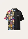 Prada Double Match Silk Twill Shirt In Arancio