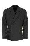 Prada Melange Dark Grey Wool Blazer In Gray