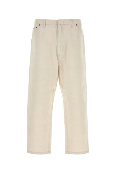Prada Men Melange Ivory Chambray Pant In Neutral