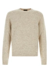 Prada Crew Neck Cashmere Sweater With Elbow Patches In Brown