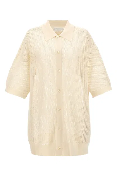 Prada Men Mesh Knit Shirt In White