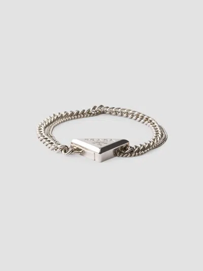 Prada Men's Metal Bracelet In Silver