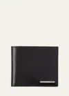 Prada Logo-plaque Bi-fold Leather Wallet In F0002 Nero