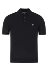 Prada Knit Polo T-shirt With Embroidered-logo