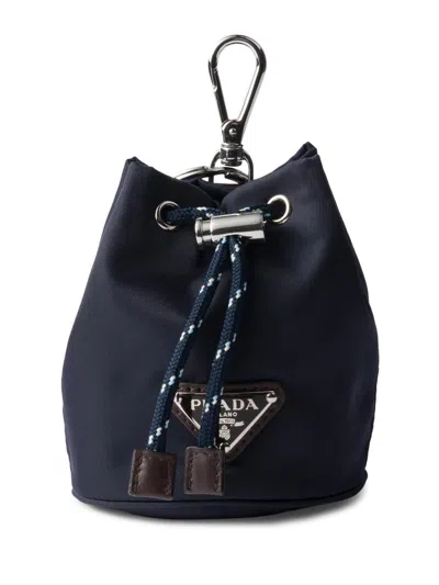 Prada Men's Mini Icon Re-nylon Keychain Charm In Blue