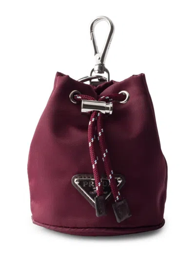 Prada Men's Mini Icon Re-nylon Keychain Charm In Red