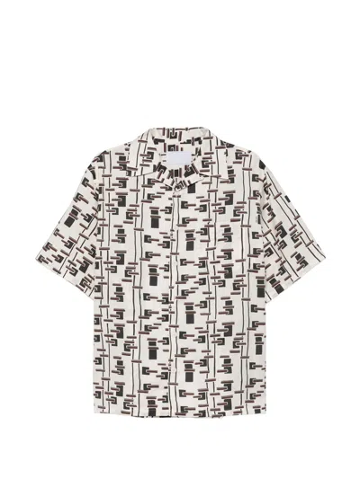 Prada Men's Mini Trochus Nilotican Cotton Shirt In Naturbord