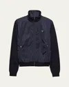 Prada Superfine Wool Zipper Cardigan In Blue