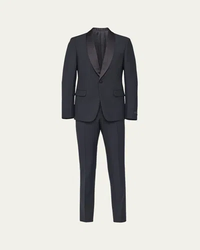 Prada Men's Mohair-blend Smoking Tuxedo In F0002 Nero