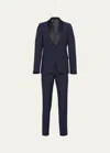 Prada Single-breasted Wool And Mohair Tuxedo In F0ai7 Blu Nero