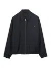 Prada Jacket Long Sleeves Point Collar Elasticated Hem In Blue