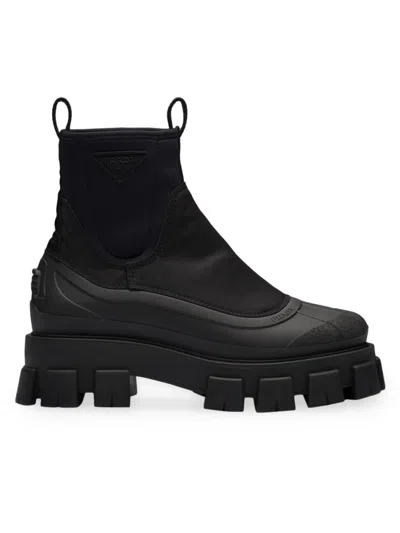 Prada Men's Monolith Re-nylon Gabardine Boots In Black