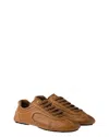 Prada Men's Montecarlo Re-edition 2005 Antiqued Nappa Leather Sneakers In Blue In Brown