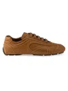 Prada Men's Montecarlo Re-edition 2005 Antiqued Nappa Leather Sneakers In Blue In Brown
