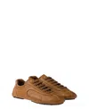 Prada Men's Montecarlo Re-edition 2005 Antiqued Nappa Leather Sneakers In Blue In Brown