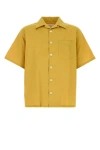 Prada Men's Mustard Poplin Shirt In Yellow