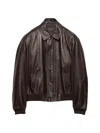 Prada Nappa Leather Bomber Jacket In Brown