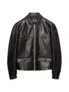 Prada Front-pocket Leather Jacket In Black