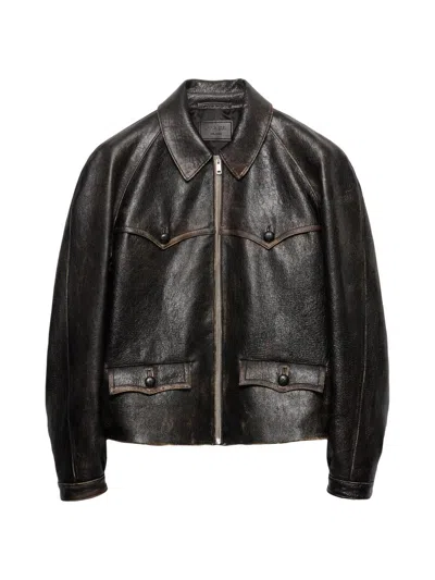 PRADA MEN'S NAPPA LEATHER JACKET