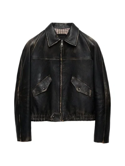 Prada Men's Nappa Leather Jacket In Black