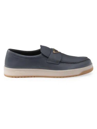 Prada Men's Nappa Leather Loafers In Blue