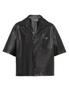 Prada Short Sleeve Collared Jacket Front Pocket In Black