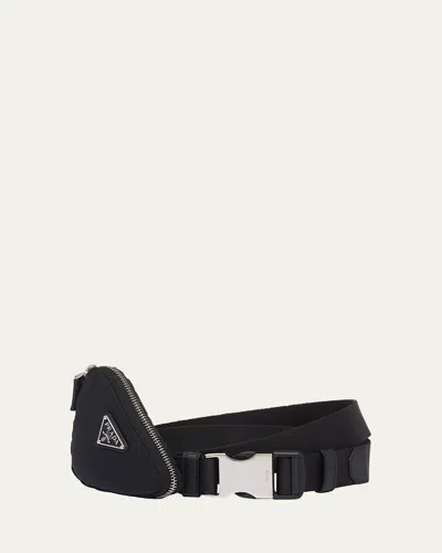 Prada Men's Nastro Nylon Belt W/ Zip Pouch