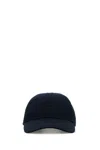 Prada Men Navy Blue Drill Baseball Cap In Blue