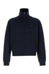Prada High Collar Cuffs Hem Side Pockets In Blue