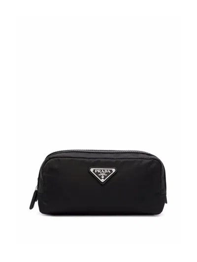 Prada Men Necessaire In Re-nylon E Saffiano In Black