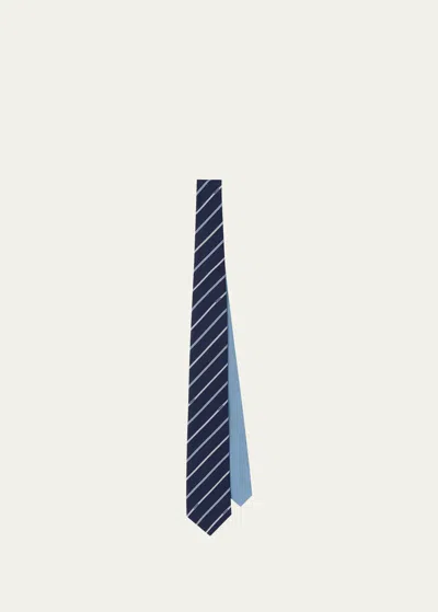 Prada Men's Needlepoint Silk Tie In Pavone