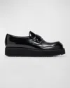 Prada Men Mocassini Platform In Pelle Spazzolata In Black