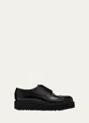Prada Leather Lace-up Shoes Platform Sole In Black