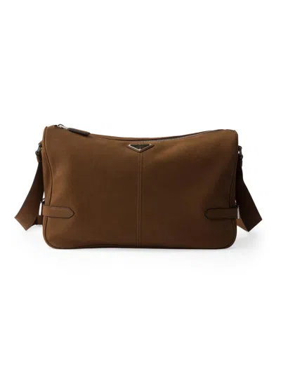 Prada Nubuck Leather Shoulder Bag In Pink